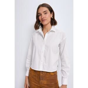 TUCKERNUCK White Cropped Jasper Button Down Size L NWT Retail $128 Tuckernuck